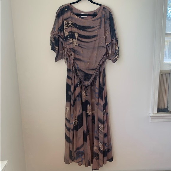 Ana Mori Hand Dyed Batik Totem Bird Maxi Dress - Picture 1 of 12